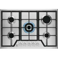 Electrolux KGS7536SX Noir, Acier inoxydable Intégré 75 cm Gaz 5 Brûleurs