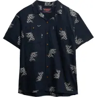 Superdry pour homme. M4010793A Chemise de plage marine à manches courtes (S), Casuel, Coton, Manche courte