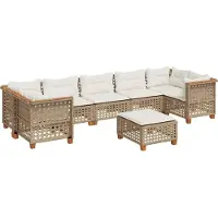 vidaXL Ensemble de jardin canapé 8 pièces avec coussins Beige Poly Rattan