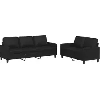 vidaXL Ensemble de canapés 2 pièces avec coussins Noir Similicuir