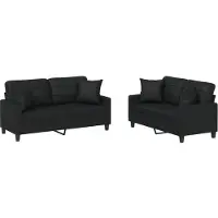 vidaXL Ensemble de canapés 2 pièces avec coussins Noir Similicuir