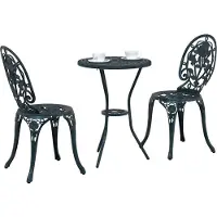 vidaXL Ensemble de jardin Bistro 3 pcs vert aluminium