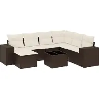 vidaXL Ensemble de jardin canapé 8 pièces avec coussins Marron Poly rotin