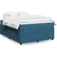 vidaXL Lit boxspring avec matelas bleu foncé 140x190 cm velours