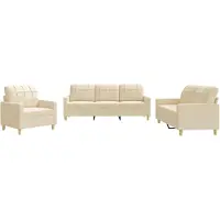 vidaXL Ensemble de canapés 3 pièces avec coussins Crème Tissu