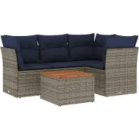 vidaXL Ensemble de salon de jardin 5 pièces avec coussins Gris Poly rotin