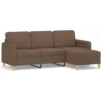 vidaXL Canapé 3 places avec pouf Marron 180 cm Tissu