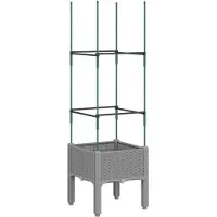 vidaXL Jardinière avec treillis gris clair 40x40x142,5 cm PP