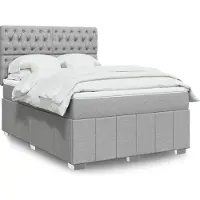 vidaXL Lit boxspring avec matelas gris clair 160x200 cm Tissu