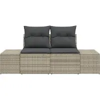 vidaXL Canapé de jardin avec coussins, gris, 184 x 62 x 69 cm, en rotin synthétique