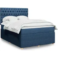 vidaXL Lit boxspring avec matelas bleu 160x200 cm Tissu