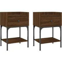 vidaXL Tables de chevet 2pcs chêne brun 40,5x31x60cm bois d’ingénierie