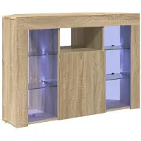 vidaXL Meuble TV d'angle LED Chêne Sonoma 100x40x68cm Matériau dérivé du bois
