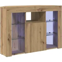 vidaXL Meuble TV d'angle avec éclairage LED, 100x40x68 cm, imitation chêne artisanal, panneaux de particules