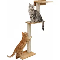 Eyepower arbre à chat mural 107 cm avec 3 plateaux pour chats - Arbre à chat en sisal à monter au mur