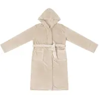 vidaXL Peignoir Avec Capuche Beige S Flanelle