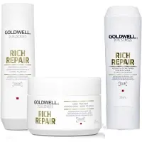 Goldwell DS RR Shampooing réparateur 250 ml + Après-shampooing 200 ml + Soin 60 secondes 200 ml