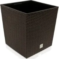 Deuba 2x Pots à fleurs 35L marron en résine tressée avec poignée