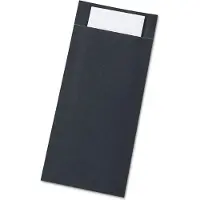 Papstar Pochettes à couverts , incl. serviette blanche, 520 pcs, L 85 x H 200 mm, papier, noir
