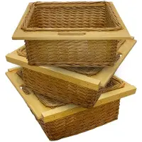 KuKoo Lot de 3 Paniers Coulissants en Osier 600 mm