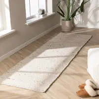 NATURL. Tapis de couloir en laine - Feline Blanc/Chiné | 60x200 cm | Tapis de couloir | Tissage plat