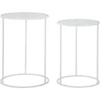 Mauro Ferretti Tables Basses White Harts En Métal Blanc Et Plateau En Verre - Ø 43X60 Et Ø 38X55 Cm - Un Design Essentiel Et Raffiné Pour Des Environnements Glamour