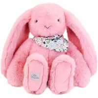 Doudou et Compagnie Peluche Lapin Fleurette rose 35 cm