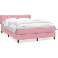 vidaXL Lit boxspring avec matelas rose 160x210 cm velours