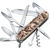 Victorinox Couteau suisse - - Huntsman - 15 fonctions - ciseaux et scie à bois - camouflage