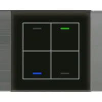 MDT KNX Bouton-poussoir en verre II Light quadruple RGBW, noir, neutre, 1 pièce.