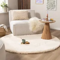NATURL. Tapis rond à poils longs - Comfy Supreme Crème | Ø 100 cm | Rond | Pile haute