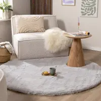 NATURL. Tapis rond à poils longs - Comfy Supreme Gris | Ø 120 cm | Rond | Pile haute