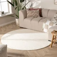 NATURL. Tapis en laine rond - Feline Blanc | Ø 140 cm | Rond | Tissage plat
