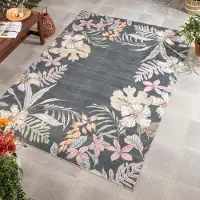 FRAAI Tapis d’extérieur à fleurs - Poppy Vert | 160x230 cm | Rectangulaire | Tissage plat