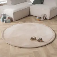 Little Olly Tapis de jeu rond - Jip Beige | Ø 80 cm | Rond | Tissage plat