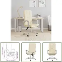The Living Store Chaise de bureau avec fonction chaise longue Crème Similicuir