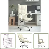 The Living Store Chaise de bureau avec fonction chaise longue Crème Similicuir
