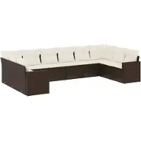 vidaXL Ensemble de salon de jardin 10 pièces avec coussins Marron Poly Rattan