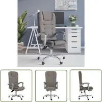 The Living Store Chaise de bureau avec fonction massage Taupe Tissu