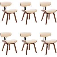 vidaXL Chaises de salle à manger 6 pcs. Crème bois courbé et similicuir