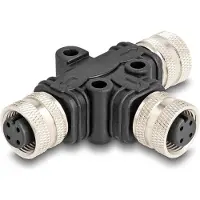 DeLOCK M12 T-Splitter A-codée 4 broches femelle vers 2 x femelle conn