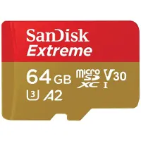 SanDisk Carte mémoire micro SD et SDXC Extreme UHS-I U3 Class 10 64 Go + Adaptateur SD