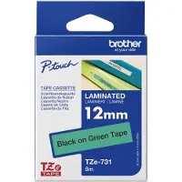 Brother TZe-731 - (12 mm) - Noir sur vert - Ruban
