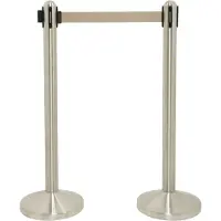 Securit Support de barrière extensible avec base, acier inoxydable, ruban gris