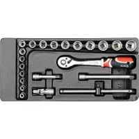 YATO Insert de tiroir 385 x 175 x 41 mm avec jeu d'outils 3/8", 22 pièces