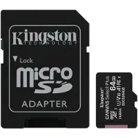 Kingston Canvas Select Plus - Carte mémoire flash (adaptateur microSDXC vers SD inclus(e)) - 64 Go - A1 / Video Class V10 / UHS Class 1 / Class10 - microSDXC UHS-I