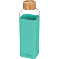Quokka Bouteille Carrée 700 Ml Avec Bouchon À Vis En Bambou Turquoise