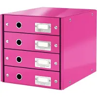 Leitz Module à 4 tiroirs Click + Store , en carton, rose