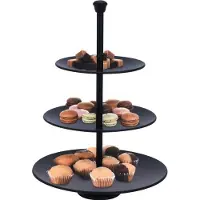 Excellent houseware Support de service 3 niveaux 36,5 cm Noir mat