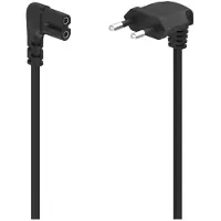 Hama Câble d'alimentation, coudé des deux côtés, prise européenne, double rainure/C7, 1,5 m, noir (1.50 m), Câble d'alimentation, Noir